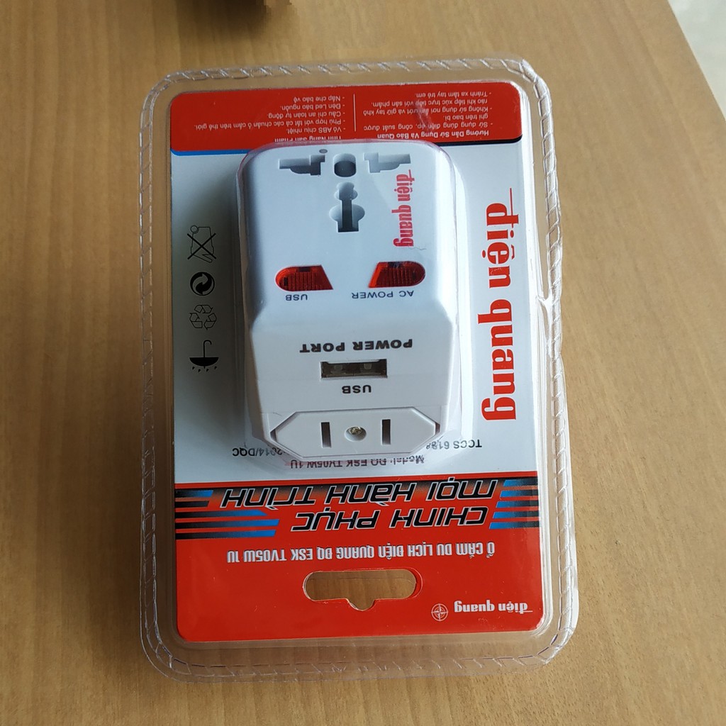 Ổ cắm du lịch Điện Quang ESK TV05W 1U (Màu trắng, 1 cổng USB) 3 Ổ cắm du lịch Điện Quang ĐQ ESK TV05W 1U ( Màu trắng, 1 cổng USB )