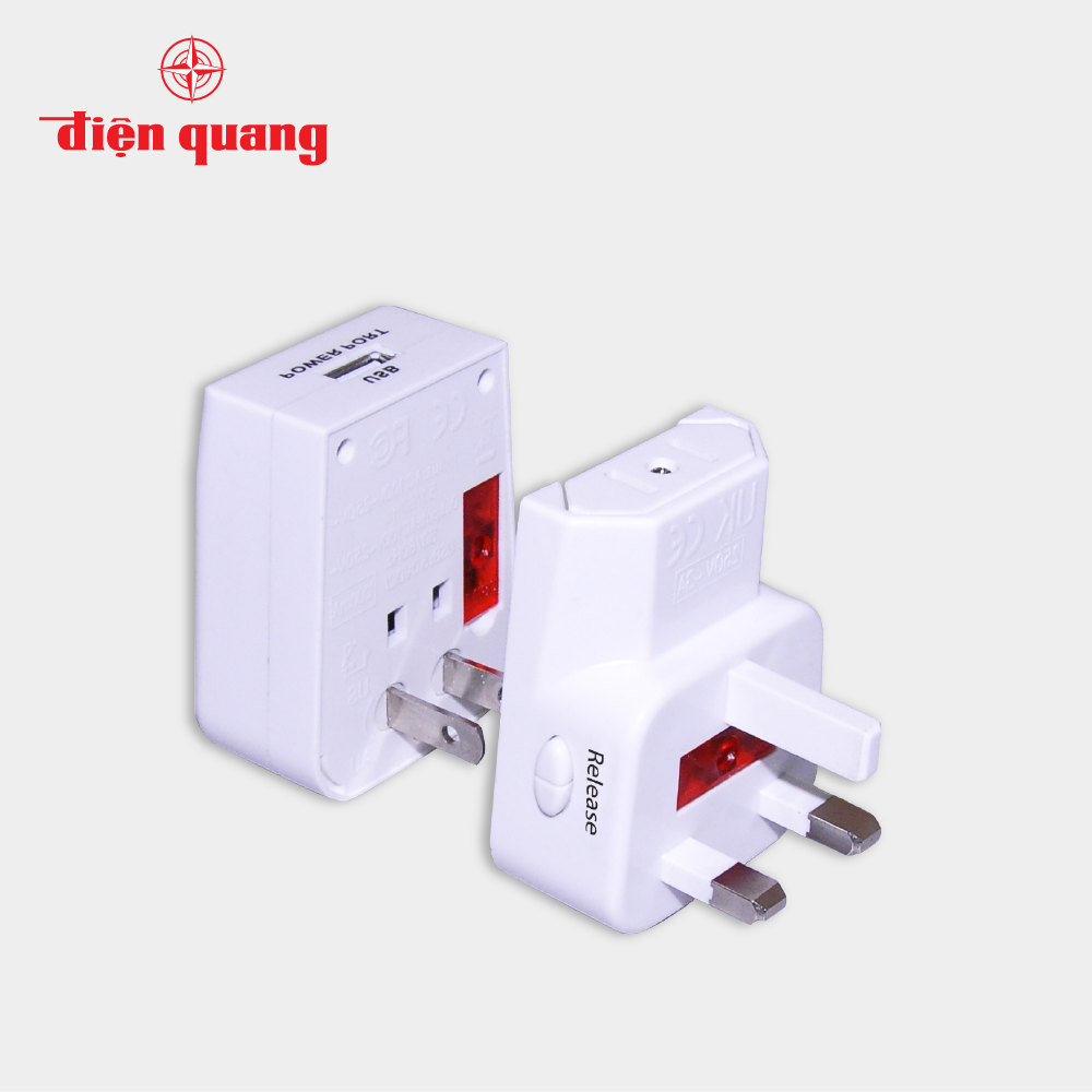 Ổ cắm du lịch Điện Quang ESK TV05W 1U (Màu trắng, 1 cổng USB) 1 Ổ cắm du lịch Điện Quang ĐQ ESK TV05W 1U ( Màu trắng, 1 cổng USB )