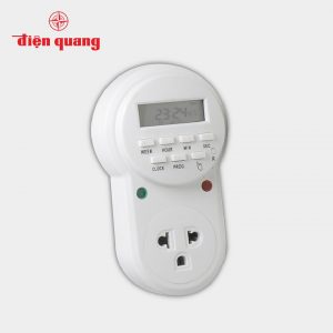 Ổ cắm hẹn giờ Điện Quang ESK DT12 W 13 (Điều chỉnh điện tử, 1 lỗ - 3 chấu, trắng)