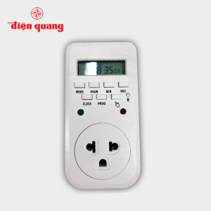 Ổ cắm hẹn giờ Điện Quang ESK DT12 W 13 (Điều chỉnh điện tử, 1 lỗ - 3 chấu, trắng) (Sao chép)