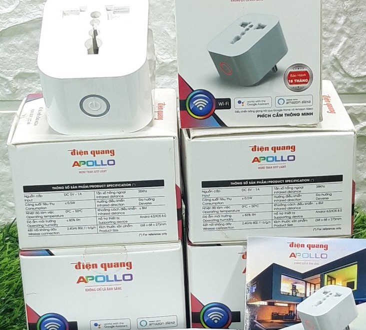 Ổ cắm hẹn giờ wifi thông minh Điện Quang Apollo SP1.1 01 3 Phích cắm thông minh Điện Quang Apollo SP1.1 01 Wifi