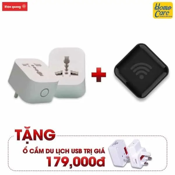 Combo nhà thông minh AP01: 2 Ổ cắm + 1 Bộ điều khiển hồng ngoại Điện Quang 1 Combo nhà thông minh ap01