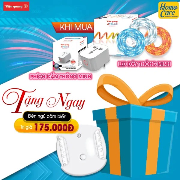 Combo nhà thông minh AP03: 1 Ổ cắm + 1 Led dây thông minh Điện Quang 2 Combo nhà thông minh ap03 1
