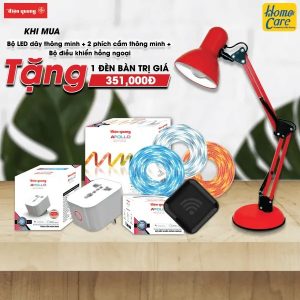 Combo nhà thông minh AP04: 2 Ổ cắm+ 1 Led dây thông minh + 1 Bộ điều khiển hồng ngoại Điện Quang 5 Combo nhà thông minh ap04 1