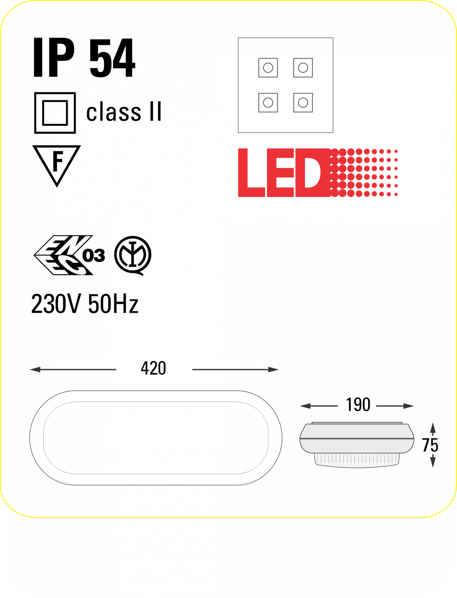 Đèn led trang trí hình elip viền đỏ 18W Sino EL18LRD 2 Đèn led trang trí hình elip 18W Sino EL18LWH viền đỏ