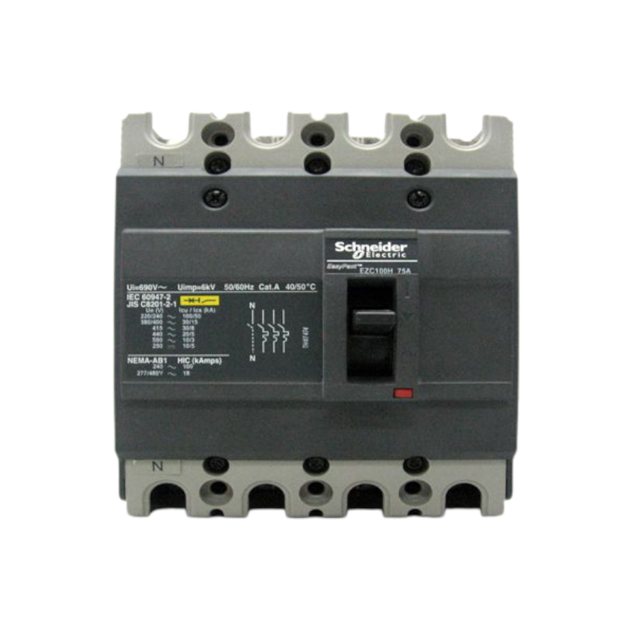 Cầu dao tự động MCCB EasyPact EZC 100 Type H 4P 15A 30kA 415VAC Aptomat Schneider EZC100H4015 1 Aptomat Schneider Ezc100h4015