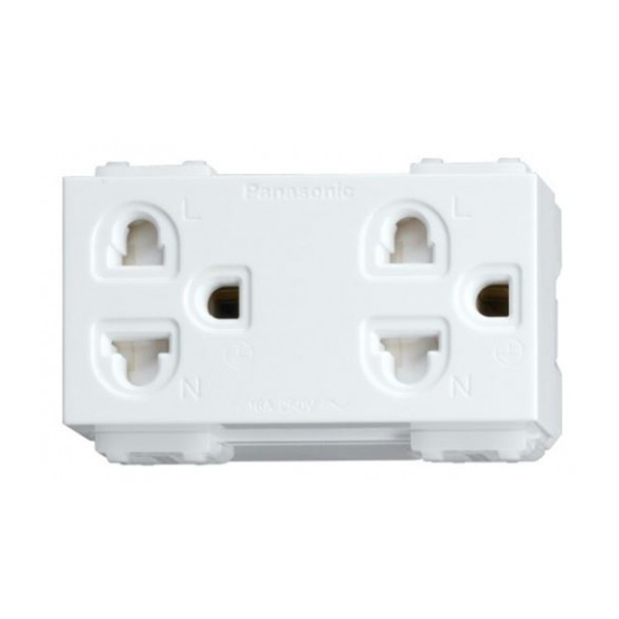Ổ cắm đôi 2 cực có màn che Panasonic WEV1582SW/WEV1582-7SW 1 O Cam Doi Co Man Che 2 Cuc Wev1582sw Wev1582 7sw