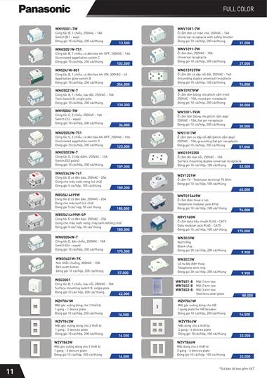 Bảng giá công tắc ổ cắm Panasonic dòng Full Color