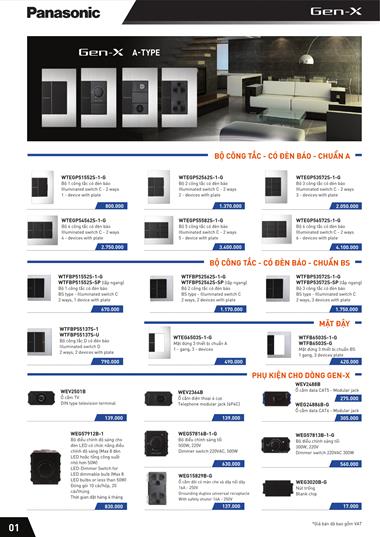 Bảng giá công tắc ổ cắm Panasonic dòng GEN-X