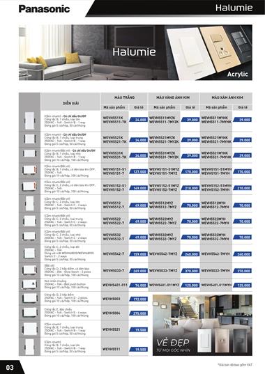 Bảng giá công tắc ổ cắm Panasonic dòng Halumie