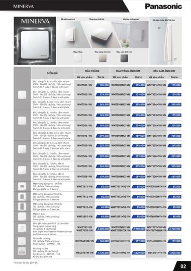 Bảng giá công tắc ổ cắm Panasonic dòng Minerva