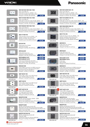 Bảng giá công tắc ổ cắm Panasonic dòng WIDE