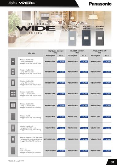 Bảng giá công tắc ổ cắm Panasonic dòng WIDE