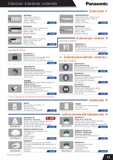 Bảng giá ổ cắm âm sàn Panasonic