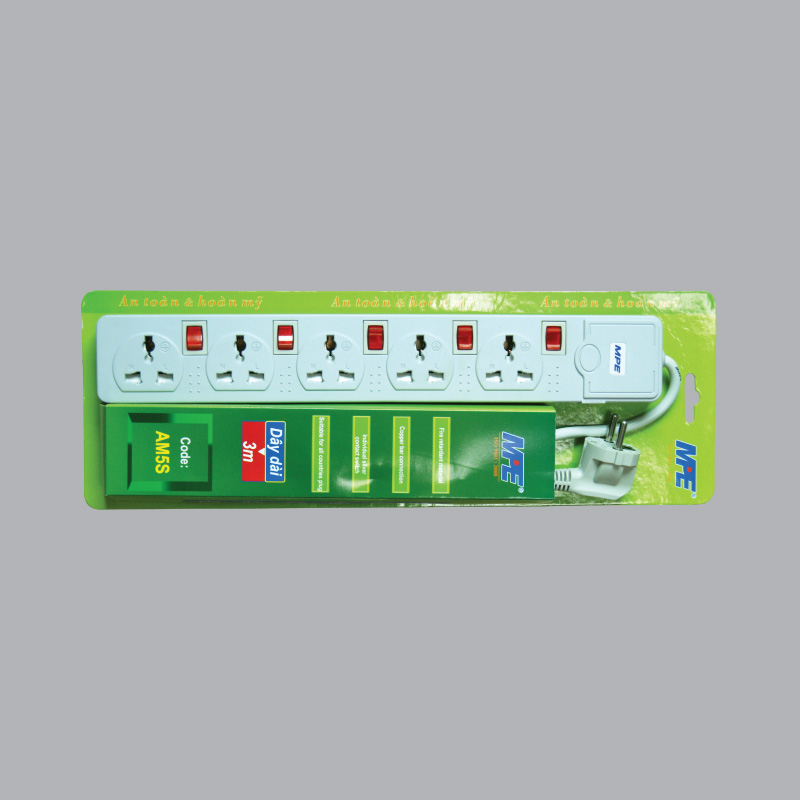 Ổ cắm di động đa năng 5 ổ MPE AM5S 1 Ổ cắm di động đa năng 5 ổ MPE AM5S