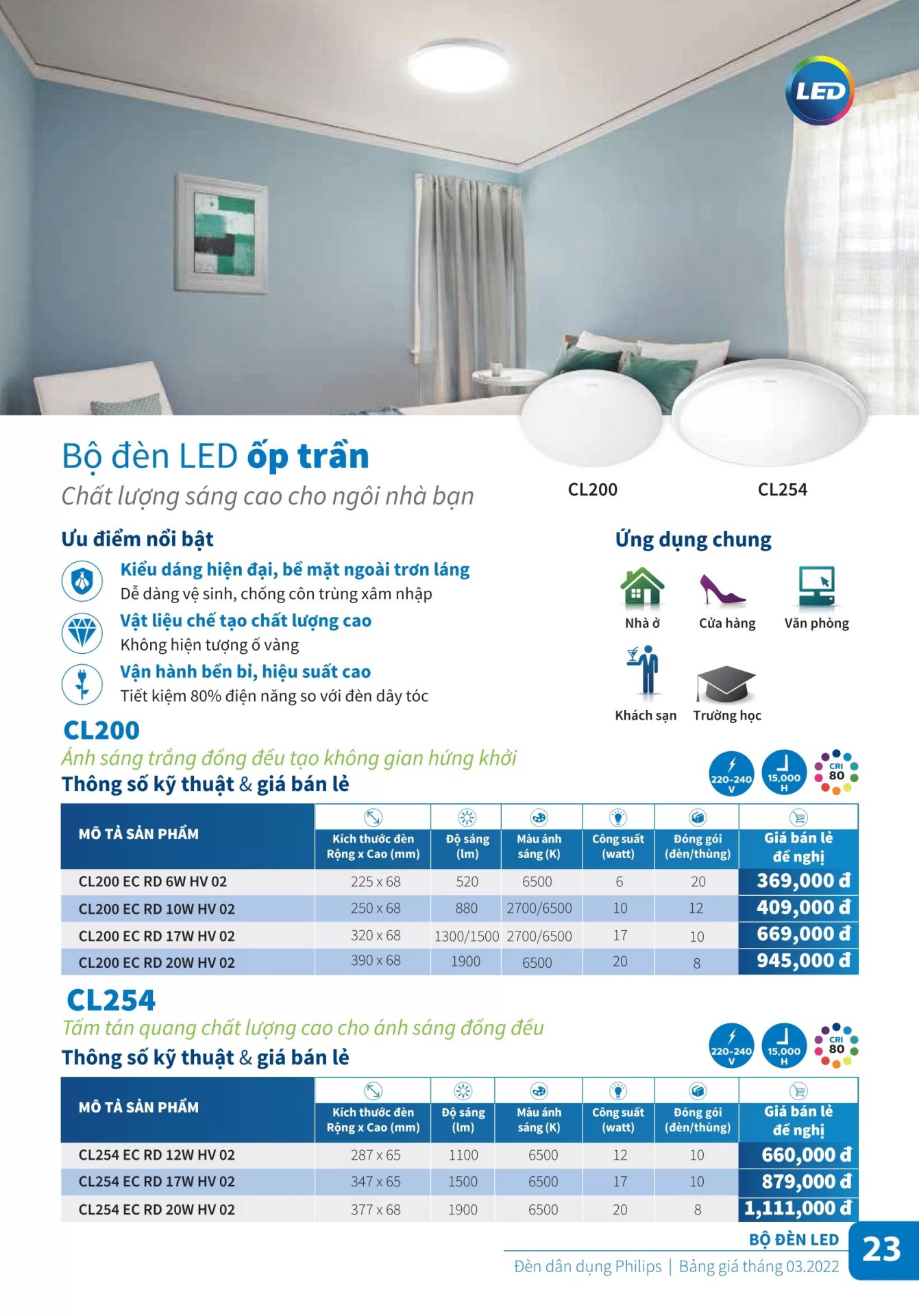 Bảng giá đèn Led ốp trần Philips mới nhất năm 2022 CK 30-50% 4 Bảng báo giá đèn Led ốp trần Philips mới nhất năm 2022