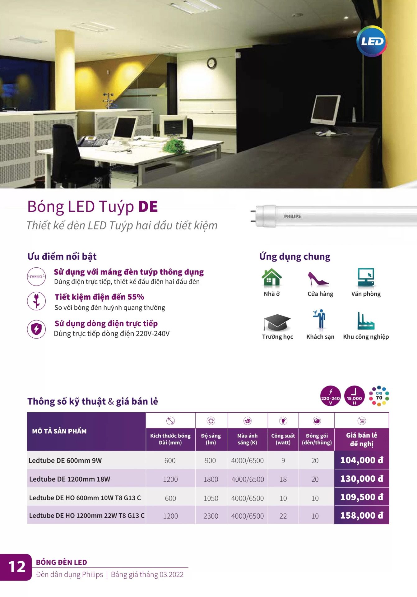 Bảng giá đèn Led tuýp Philips mới nhất năm 2022