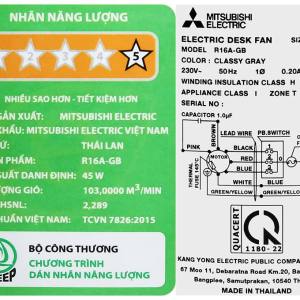 Quạt lửng Mitsubishi R16A-GB-Màu Xám 11 Quạt lửng Mitsubishi R16A-GB-Màu Xám