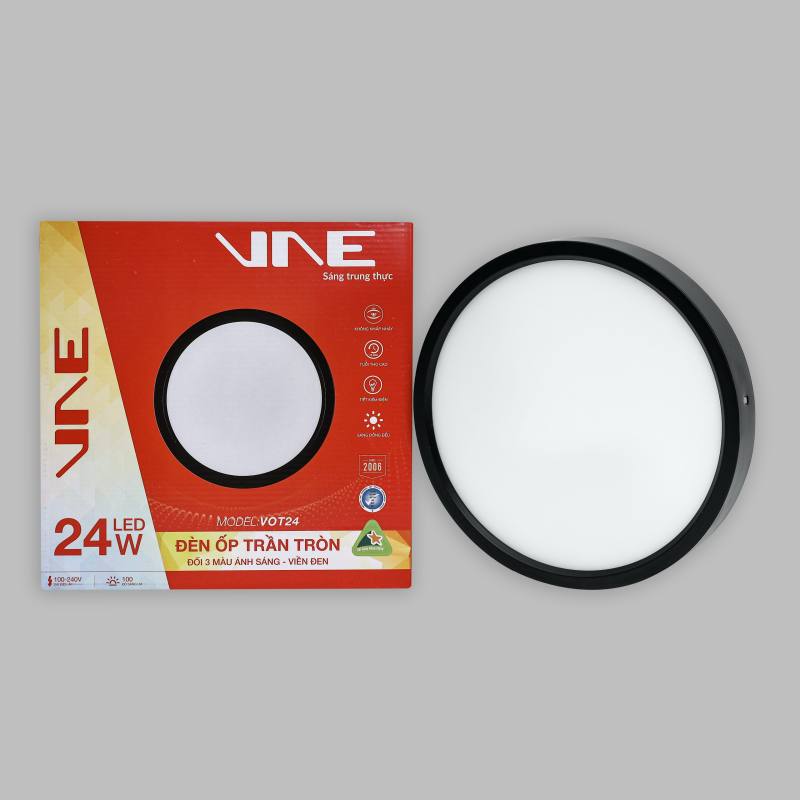Đèn ốp trần vỏ đen kim loại Vuông/Tròn VOT24-Đ-VS-3M/VOT24-Đ-TS-3M VNE 2 Đèn ốp trần vỏ đen kim loại Vuông/Tròn VOT24-Đ-VS-3M/VOT24-Đ-TS-3M VNE - Ảnh 2