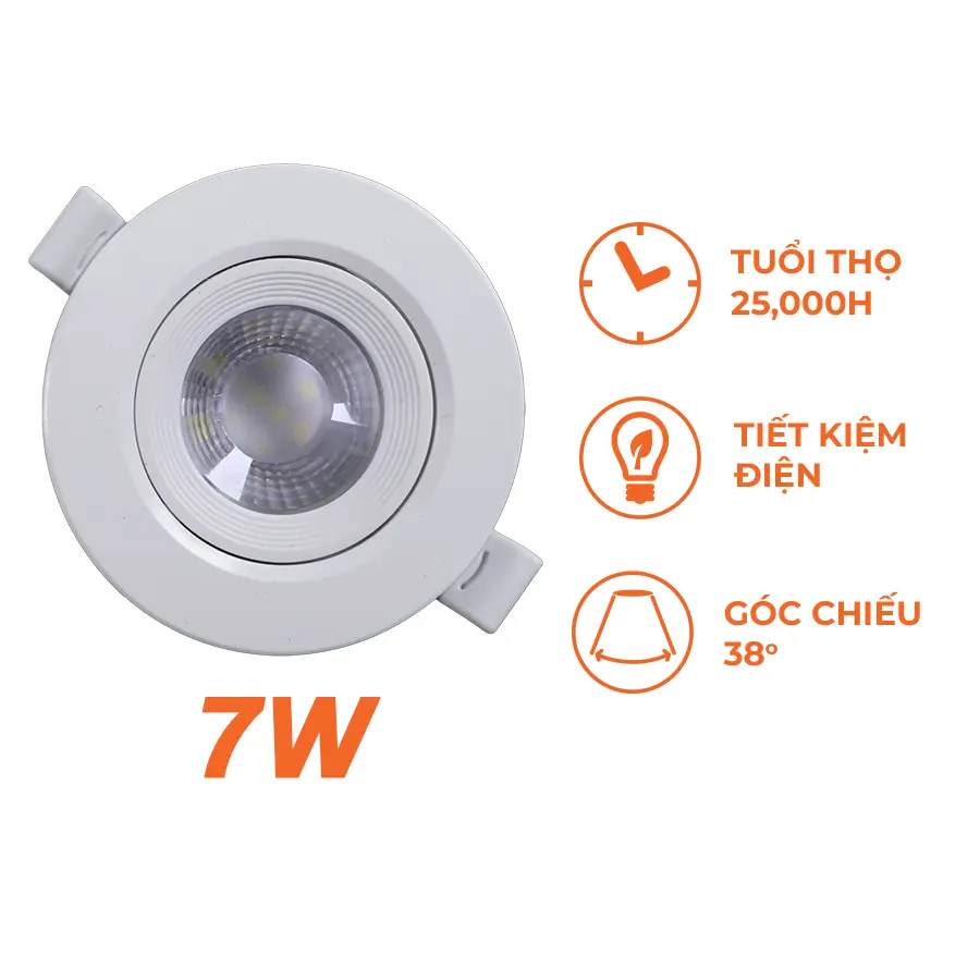 Đèn LED downlight chỉnh góc 7W ánh sáng trung tính 4000K NADL074 Nanoco 2 Đèn LED downlight chỉnh góc 7W ánh sáng trung tính 4000K NADL074 Nanoco - Ảnh 2